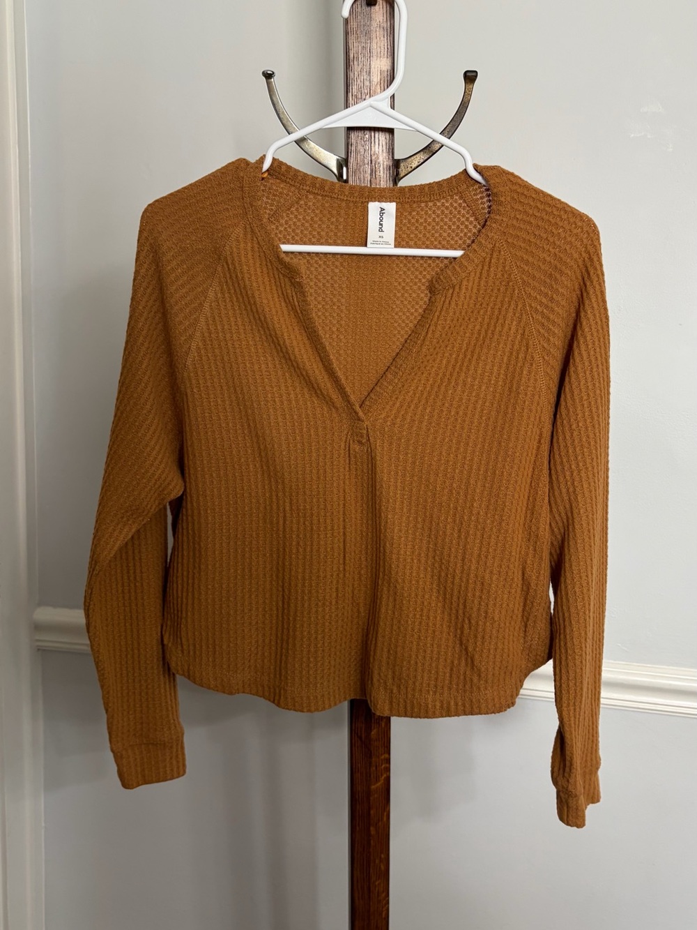 Abound Women's Waffle Knit Long-Sleeve Top — Rust Brown